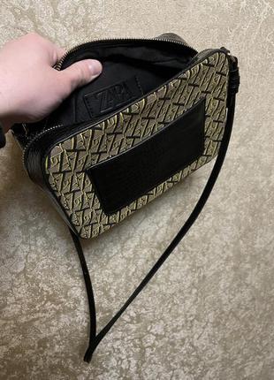 Zara animal print logo embossed crossbody bag сумка7 фото