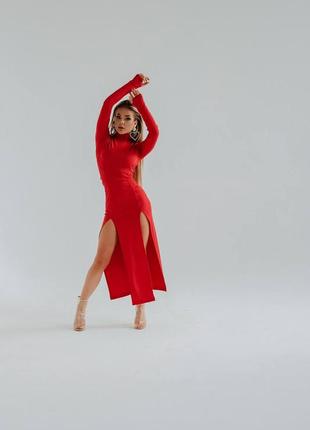 Платье с разрезами красное7 фото