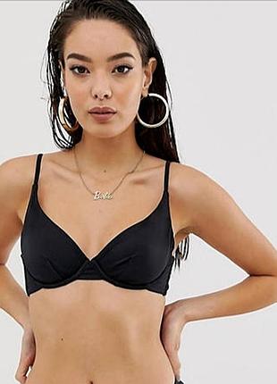 Купальный черный топ на косточках на большую грудь asos