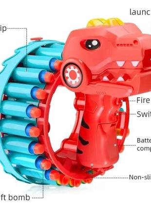 Детский игрушечный пистолет-бластер "динозаврик” (аккумулятор, 32 мягких патрона) 688-2 a2 фото