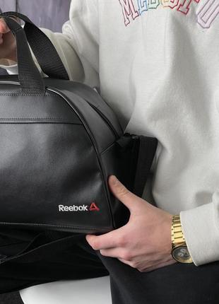 Сумка  груша кожзам черный reebok белый логотип3 фото