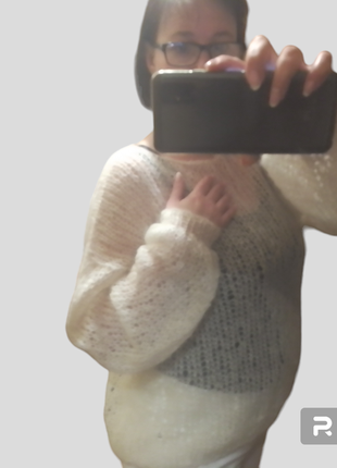 Мохеровий светр, базовий светр, джемпер паутинка, светр жіночий павутинка, в'язаний светр з кід мохера в наявності5 фото