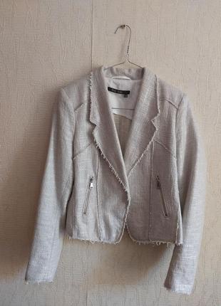 Люксовый твидовый светлый пиджак жакет marc aurel
