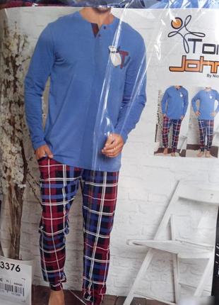 Натуральний бавовняний чоловічий домашній костюм/піжама кофта і штани м-2хл2 фото