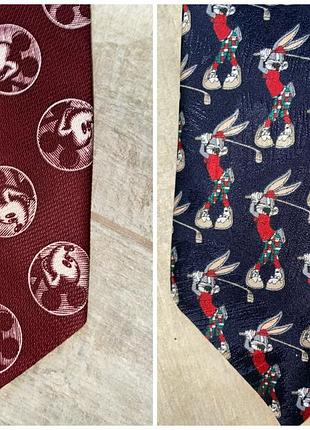 Галстук disney,looney tunes,дисней,бордовый галстук,синий галстук