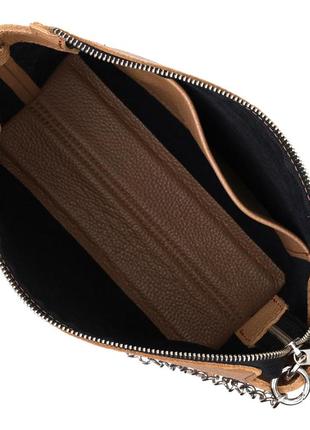 Лаконичная вместительная сумка для женщин из натуральной кожи grande pelle 11696 бежевая5 фото