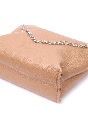 Лаконичная вместительная сумка для женщин из натуральной кожи grande pelle 11696 бежевая4 фото