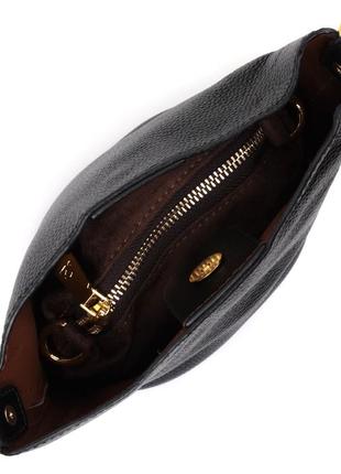 Кожаная женская сумка с автономной косметичкой внутри vintage 22363 черная4 фото