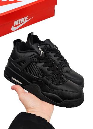 ❄️зимові кросівки nike jordan 4 чорні❄️