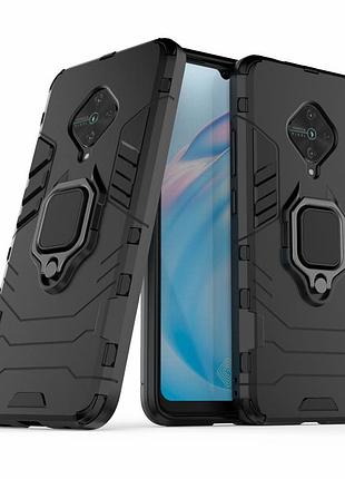 Чехол ring case для vivo v17 бронированный бампер с кольцом черный