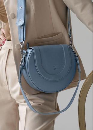 Жіноча шкіряна сумка mandy блакитна4 фото
