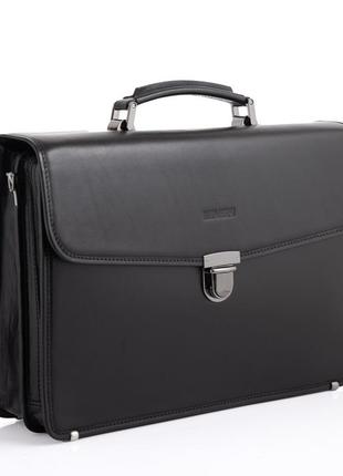 Чорний шкіряний класичний портфель newery n1104ga