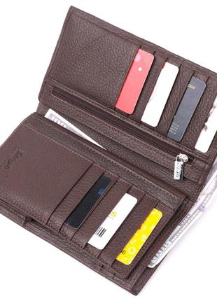 Вертикальний гаманець із натуральної шкіри karya 21138 коричневий5 фото