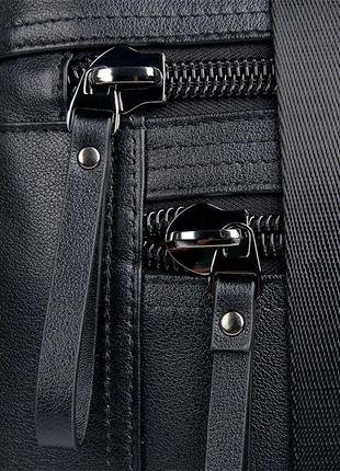 Шкіряна дорожня спортивна сумка через плече чорна john mcdee 7420a5 фото