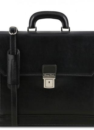 Шкіряний чоловічий портфель на два відділення napoli tuscany leather tl141348 (чорний)