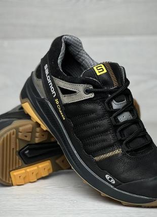 Кожаные мужские кроссовки salomon s2 black4 фото