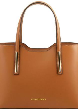 Стильная кожаная сумка для деловых леди olimpia tl141521 - малый размер (коньяк)