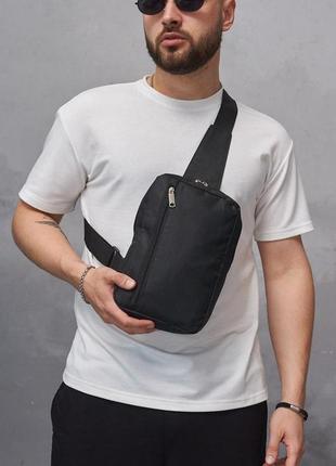 Сумка слінг через плече basic чорна сумка-месенджер чоловіча барсетка повсякденна текстиль2 фото