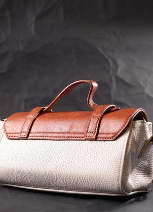 Оригінальна жіноча сумка у вінтажному стилі з натуральної шкіри vintage 22350 біла8 фото