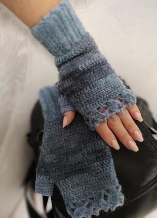 Митенки вязанные крючком
