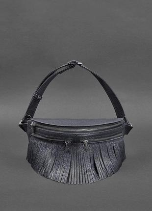 Шкіряна жіноча сумка на пояс spirit темно-синя3 фото