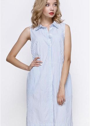 Легкое летнее платье-рубашка в полоску