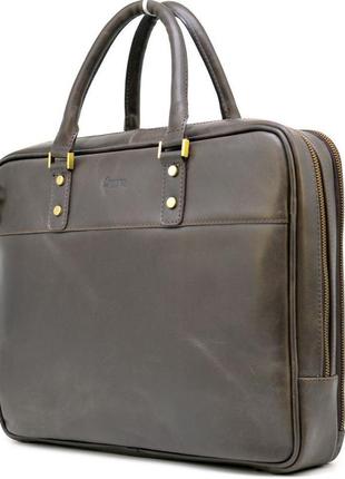 Чоловіча шкіряна сумка-портфель тонка, коричнева tarwa tc-4766-4lx