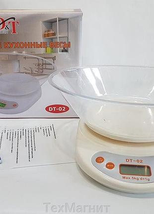 Весы кухонные с чашей dt smart dt-02 белые