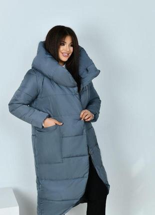 Женская зимняя стеганая длинная куртка на силиконе 54-56 только размеры!5 фото