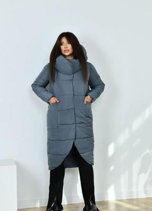 Женская зимняя стеганая длинная куртка на силиконе 54-56 только размеры!6 фото
