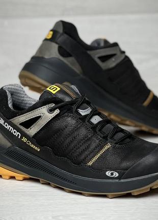 Кожаные мужские кроссовки salomon s2 black5 фото