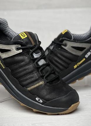 Кожаные мужские кроссовки salomon s2 black6 фото