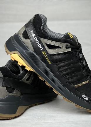 Кожаные мужские кроссовки salomon s2 black8 фото