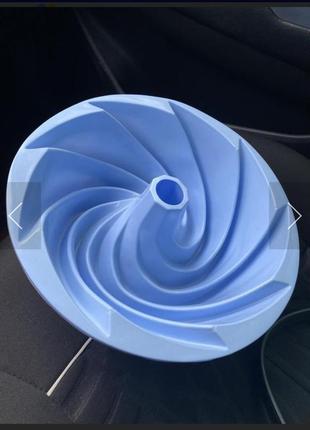 Круглая силиконовая форма для выпечки для кексов для желе с дыркой в центре голубая1 фото