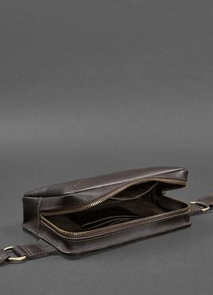 Шкіряна поясна сумка dropbag mini темно-коричнева6 фото