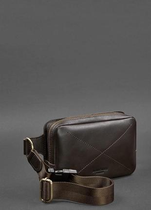 Шкіряна поясна сумка dropbag mini темно-коричнева3 фото