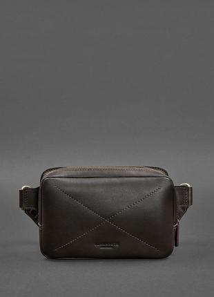 Шкіряна поясна сумка dropbag mini темно-коричнева2 фото