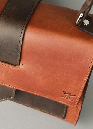 Жіноча шкіряна сумка ester коньячно-коричнева вінтажна6 фото