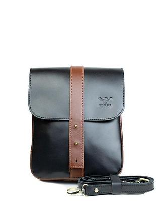 Чоловіча шкіряна сумка mini bag чорно-коричнева