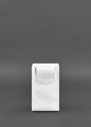 Вертикальна жіноча шкіряна сумка поясна / кроссбоді mini біла4 фото