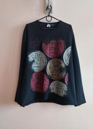 Лонгслів, світшот, светр, кофта з яскравим принтом коттон, р. xxl