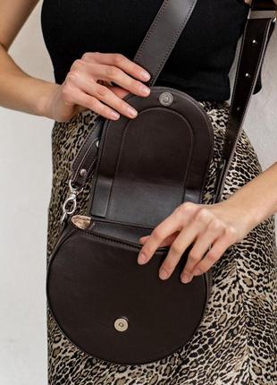 Жіноча шкіряна сумка mandy темно-коричнева4 фото