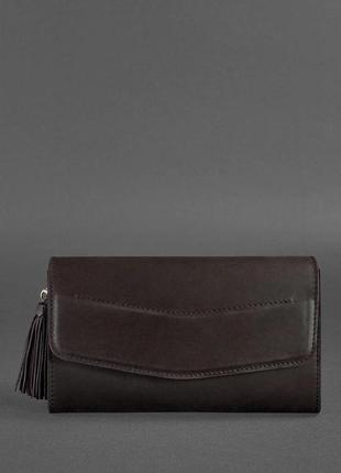 Жіноча шкіряна сумка еліс темно-коричнева краст