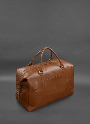 Шкіряна дорожня сумка світло-коричнева краст1 фото