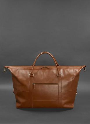 Шкіряна дорожня сумка світло-коричнева краст4 фото