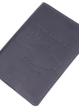 Стильна обкладинка на паспорт у вінтажній шкірі карта grande pelle 16770 чорна1 фото