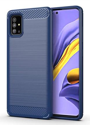 Чохол fiji polished carbon для samsung galaxy a51 (a515) тпу бампер синій