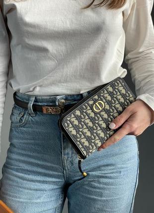 Женский кошелек christian dior 30 montaigne wallet blue oblique jacquard