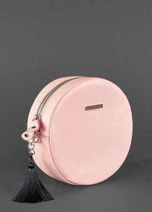 Кругла жіноча шкіряна сумочка tablet рожева3 фото