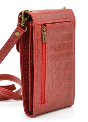 Кожаная красная женская сумка-чехол панч rep3-2122-4lx tarwa5 фото